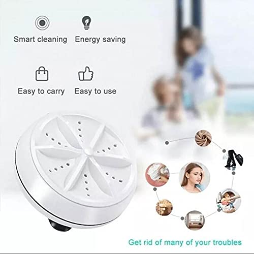 Jiajaja 2 in 1 Portable Washing Machine Ultrasonic Turbo Washer with Usb Cable Convenient for Travel Camping Home Business Trip Accessories Mini Tool, Multicolor, 90x90x40mm / 3.54x3.54x1.57in