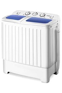 safstar compact twin tub washing machine, 17.6 lbs semi-automatic washer & spinner combo w/built-in drain hose, portable washing machine for apartment, dorm, rv