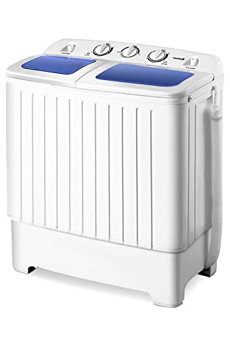 Safstar Compact Twin Tub Washing Machine, 17.6 lbs Semi-Automatic Washer & Spinner Combo w/Built-in Drain Hose, Portable Washing Machine for Apartment, Dorm, RV