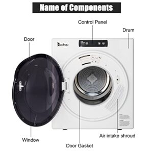 Compact Laundry Dryer, 110V 1300W 3.5 Cuft Electric Compact Portable Clothes Laundry Dryer with Stainless Steel Tub LCD Screen Household Dryer 5kg Drum Dryer 3 Pieces of Filter Cotton