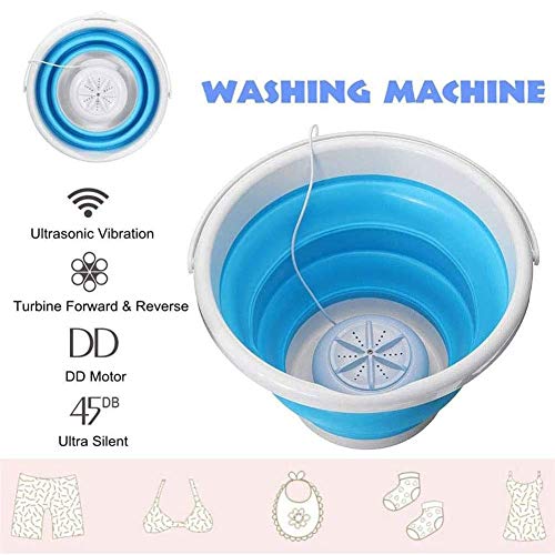 Forart Portable Washing Machine Folding Bucket Ultrasonic Washing Machine Portable Lazy Magic Laundry Machine for Home Camping Travel