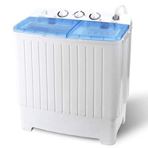 homgarden portable washer compact mini twin tub washing machine w/washer spinner cycle spin drye, built-in gravity pump, 5.74 ft power cord (17.6 lbs capacity)