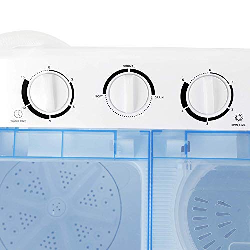 HomGarden Portable Washer Compact Mini Twin Tub Washing Machine w/Washer Spinner Cycle Spin Drye, Built-in Gravity Pump, 5.74 FT Power Cord (17.6 lbs Capacity)