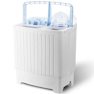 HomGarden Portable Washer Compact Mini Twin Tub Washing Machine w/Washer Spinner Cycle Spin Drye, Built-in Gravity Pump, 5.74 FT Power Cord (17.6 lbs Capacity)