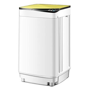 portable washing machine, arlime compact mini full-automatic laundry 2-in -1 washer & spin dryer 7.7lbs capacity w/drainage pump & long hose for condo, apartments, dorms, rv’s camping living (yellow)