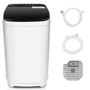 washing machine, 15.5lbs portable washer 2-in-1 full-automatic laundry washer with 10 programs +8 water level selections+drain pump+led display compact top load cloth washer(us stock)