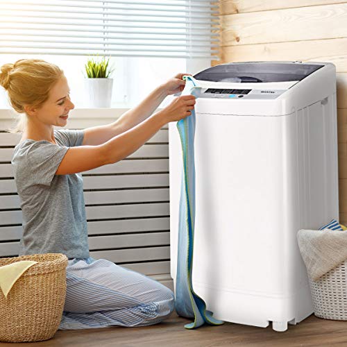 RELAX4LIFE Full-Automatic Washing Machine Portable Washer 9.92 lbs Capacity with 10 Programs & 8 Water Levels, Child Lock and Imbalance Adjustment Compact Laundry Washer for Dorm, Apartment, RVs