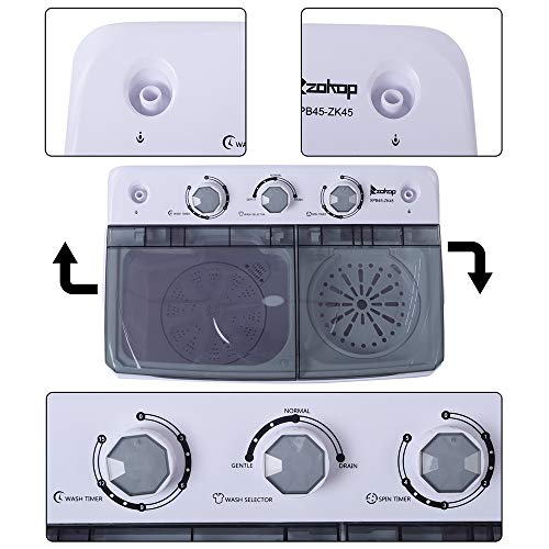 Z okop Twin Tub Design Washer Large Power Semi-automatic Washing Machine Energy Saving (Grey cover plate 16.5lb)