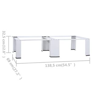 CHARMMA Double Washing Machine Pedestal Base Stand Stacking Kit,Dryers, Refrigerators, Furniture Base Stand,Mini Fridge Raiser Easily Move，White