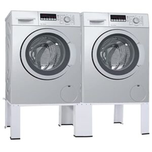 CHARMMA Double Washing Machine Pedestal Base Stand Stacking Kit,Dryers, Refrigerators, Furniture Base Stand,Mini Fridge Raiser Easily Move，White