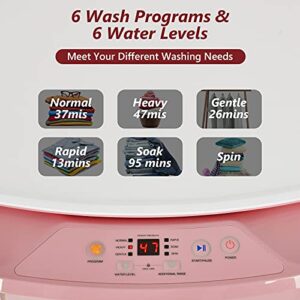 Giantex Portable Washing Machine, Full Automatic Washer and Dryer Combo 8lbs, 1.0 cu.ft 6 Programs 6 Water Levels Built-in Drain Pump, Top Load 2 in 1 Laundry Washer Apartment Dorm (Pink & White)