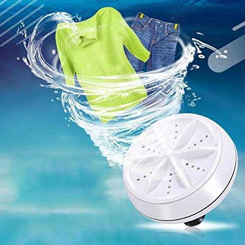 dobrygalpe Portable Washing Machine Ultrasonic Turbo Washing Machine With USB Powered Ultrasonic Turbine Mini Turbo Washer for Home Camping Dorms Business RV Trip College Rooms,white