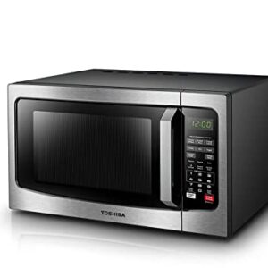 TOSHIBA EM131A5C-SS Countertop Microwave Oven, 1.2 Cu Ft with 12.4" Turntable, Smart Humidity Sensor with 12 Auto Menus, Mute Function & ECO Mode, Easy Clean Interior, Stainless Steel & 1100W