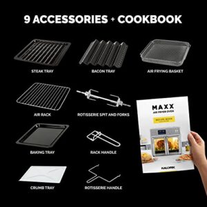 Kalorik® MAXX® Digital Air Fryer Oven, 26 Quart, 10-in-1 Countertop Toaster Oven & Air Fryer Combo-21 Presets up to 500 degrees, Includes 9 Accessories & Cookbook