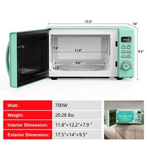 Galanz GLCMKZ07GNR07 Retro Countertop Microwave Oven with Auto Cook & Reheat, Defrost, Quick Start Functions, Easy Clean with Glass Turntable, Pull Handle.7 cu ft, Green