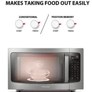 TOSHIBA ML-EM45PIT(SS) Countertop Microwave Oven With Inverter Technology, Kitchen Essentials, Smart Sensor, Auto Defrost, 1.6 Cu Ft, 13.6" Removable Turntable, 33lb.&1350W, Stainless Steel