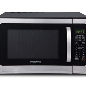 Farberware Professional FMO12AHTBKE 1.2 Cu. Ft. 1100-Watt Microwave Oven With Smart Sensor Cooking and LED Lighting, Brushed Stainless Steel