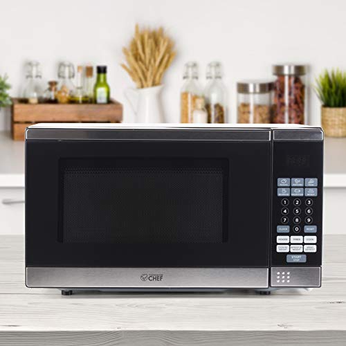 Commercial Chef Countertop Microwave Oven, 0.7 Cubic Feet, Stainless Steel