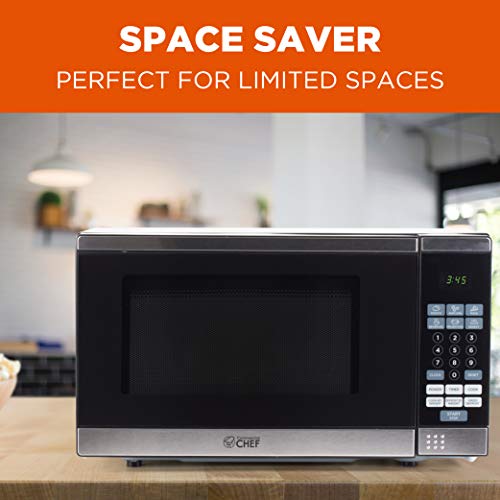 Commercial Chef Countertop Microwave Oven, 0.7 Cubic Feet, Stainless Steel