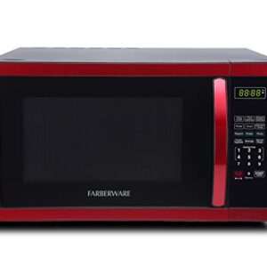 Farberware Classic FMO11AHTBKN 1.1 Cu. Ft. 1000-Watt Microwave Oven with LED Lighting, Metallic Red