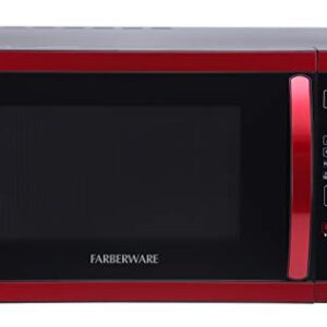 Farberware Classic FMO11AHTBKN 1.1 Cu. Ft. 1000-Watt Microwave Oven with LED Lighting, Metallic Red