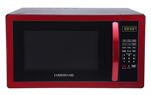 Farberware Classic FMO11AHTBKN 1.1 Cu. Ft. 1000-Watt Microwave Oven with LED Lighting, Metallic Red