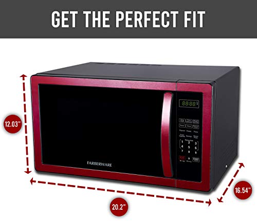 Farberware Classic FMO11AHTBKN 1.1 Cu. Ft. 1000-Watt Microwave Oven with LED Lighting, Metallic Red