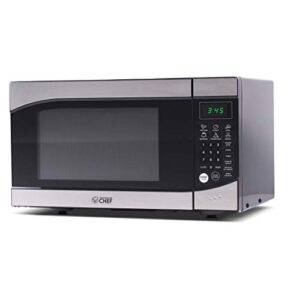 countertop 0.9 cubic feet microwave oven, 900 watt, stainless steel front with black cabinet, commercial chef chm009