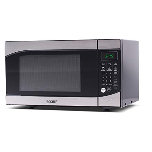 Countertop 0.9 Cubic Feet Microwave Oven, 900 Watt, Stainless Steel Front with Black Cabinet, Commercial Chef CHM009