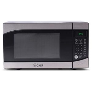 Countertop 0.9 Cubic Feet Microwave Oven, 900 Watt, Stainless Steel Front with Black Cabinet, Commercial Chef CHM009