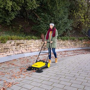 Karcher S 4 Twin Walk-Behind Outdoor Hand Push Floor Sweeper - 5.25 Gallon Capacity, 26.8" Sweeping Width, Sweeps 26,000 Square Feet/Hour