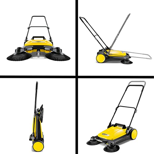 Karcher S 4 Twin Walk-Behind Outdoor Hand Push Floor Sweeper - 5.25 Gallon Capacity, 26.8" Sweeping Width, Sweeps 26,000 Square Feet/Hour