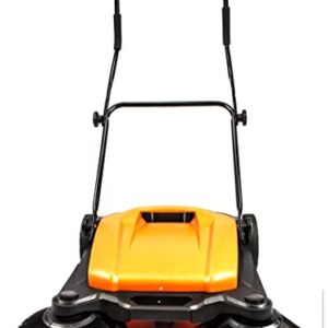 Walk-Behind Manual Push Floor Sweeper - 6.6 Gallon Capacity, 27.5" Sweeping Width, Sweeps 29,000 Square Feet/Hour