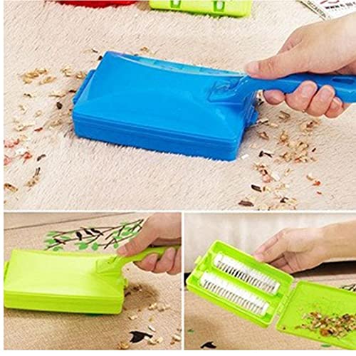 Froiny Double Brush Head Handheld Carpet Table Brush Plastic Sweeper Crumb Dirt Cleaner Roller Tool(Random Color)