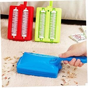 Froiny Double Brush Head Handheld Carpet Table Brush Plastic Sweeper Crumb Dirt Cleaner Roller Tool(Random Color)