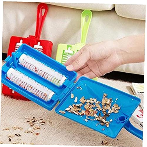 Froiny Double Brush Head Handheld Carpet Table Brush Plastic Sweeper Crumb Dirt Cleaner Roller Tool(Random Color)