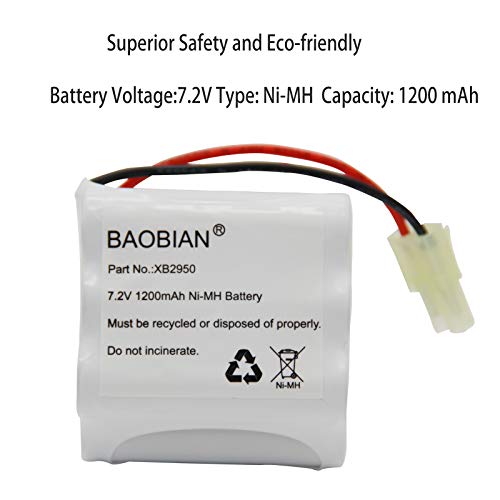 BAOBIAN XB2950 7.2V 1200mAh Ni-Mh Battery Pack Compatible with Shark V2950 V2950A V2945Z V2945 Floor & Carpet Sweeper