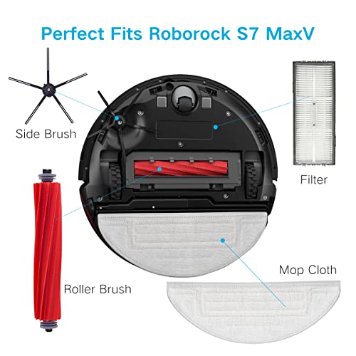 Home Times Accessories Kit for Xiaomi Roborock S7 MaxV Ultra/S7 MaxV Docking,1 Roller Brush, ,2 Hepa Filter, 4 Side Brush, 4 Mop Cloth,4 Side Brush(12PCS) … …