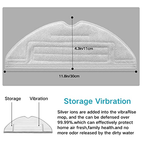 Home Times Vacuum Mop Replacement Pads For Roborock MaxV/ S7 MaxV Plus/ S7 MaxV Ultra/ S7/ S7+ Reusable Hard Floor Cloth Expert Wet Replacement Microfiber Soft Pad (4 Silver Ion Mop Pads)