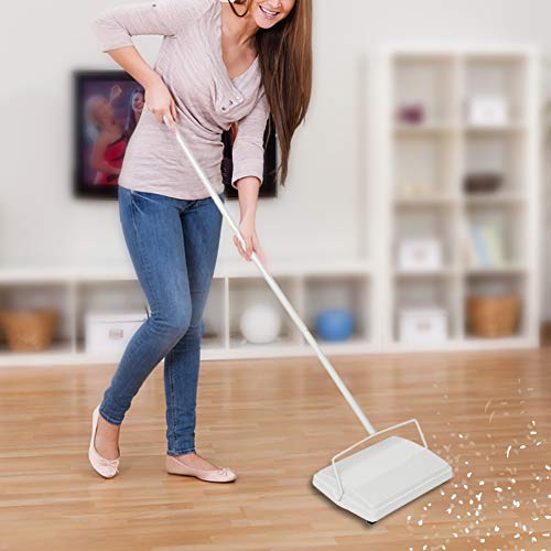 JEHONN Carpet Floor Sweeper with Horsehair, Non Electric Manual Sweeping, Rotor Brush Heavy Duty for Pet Hair Clean