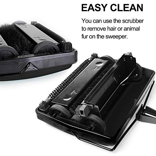 Yocada Carpet Sweeper Cleaner for Home Office Low Carpets Rugs Undercoat Carpets Pet Hair Dust Scraps Paper Small Rubbish Cleaning with a Brush Black