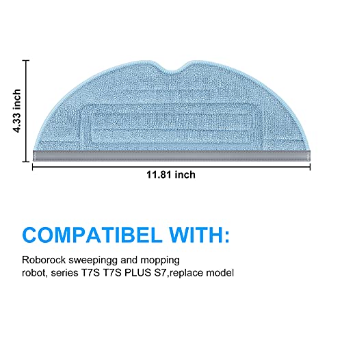 ThinkTex 5 Pcs Mop Cloth Pads Replacement for Xiaomi Roborock S7 S7+ MAXV Plus Ultra T7 T7S T7 Plus S70 S75 Vacuum Cleaner Parts, Machine Washable Reusable Hard Floor Cloth Expert Wet Microfiber Soft