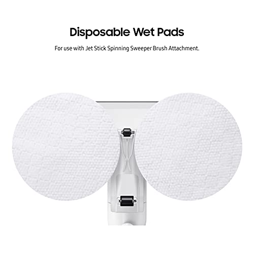 SAMSUNG Jet Stick Spinning Sweeper Disposable Wet Pads, Pack of 20 for Jet 90 Complete, Jet 75 Complete, Jet 70 Pet Cordless Vacuum Cleaners w/ Spinner Sweeper Brush Attachment, VCA-SPA90/XAA, Grey