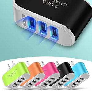suanlatds luminous 3-port charger charging head,macaron color portable charging head for bedroom home office travel (black)