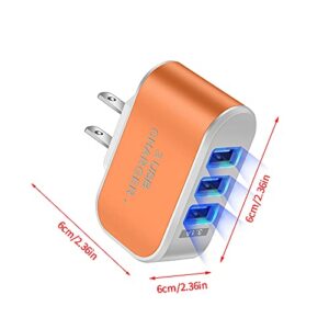 SuanlaTDS Luminous 3-Port Charger Charging Head,Macaron Color Portable Charging Head for Bedroom Home Office Travel (Black)