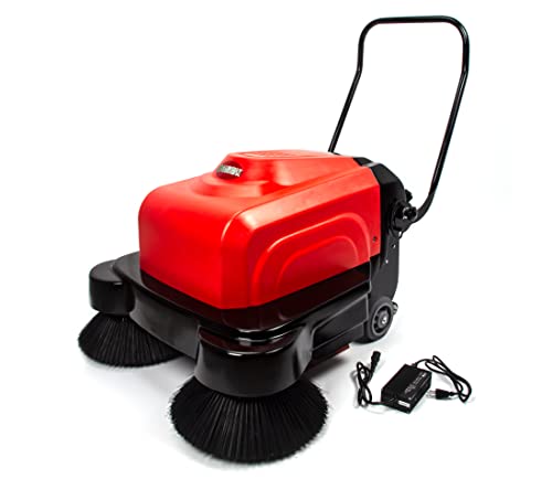 41.3" Walk Behind Industrial Floor Sweeper, Battery-Operated, Triple Brush, 64500 sqft/h