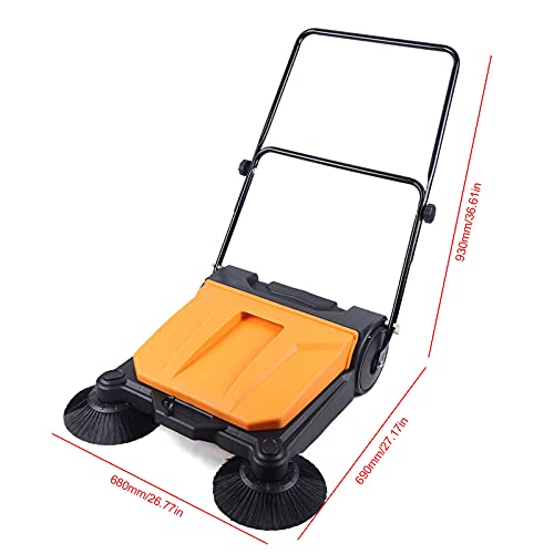 26" Hand-Push Sweepe,Industrial Floor Sweeper Large Area Floor Sweeper Floor Cleaning Machine,Sweeps 29,277 Square Feet/Hour Outdoor and Indoor Sweeper