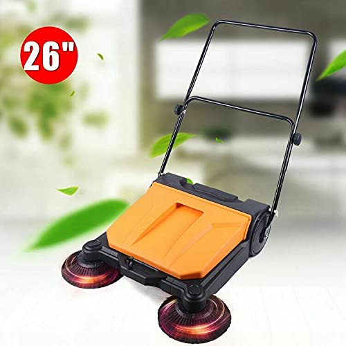 26" Hand-Push Sweepe,Industrial Floor Sweeper Large Area Floor Sweeper Floor Cleaning Machine,Sweeps 29,277 Square Feet/Hour Outdoor and Indoor Sweeper