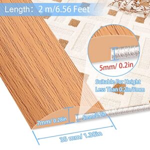 6.56 FT Carpet & Floor Transition Strip, PVC Self Adhesive Edging Trim Strip, Carpet Trim, for Edging Floors and Carpets with Height Less Than 0.2in/5mm （Brown Wood Grain）