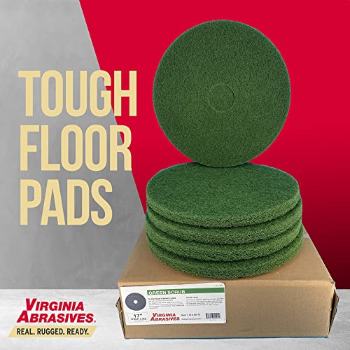 Virginia Abrasives Floor Maintenance Pads - Cleaning Floor Replacement Pads, Thick Polishing Pad to Make Floors Cleaner, Synthetic Non-Woven Floor Pads, Green for Scrubbing Floors, 18"